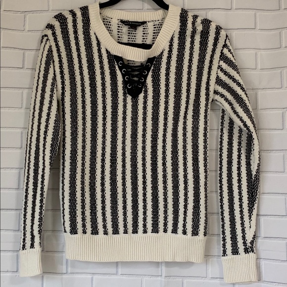 Rock & Republic Sweaters - Rock & Republic - Stripe Lace Up Sweater